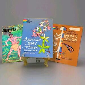 Vtg 1970s Educational Coloring Books Native Americans Indigenous Wild Flowers SE